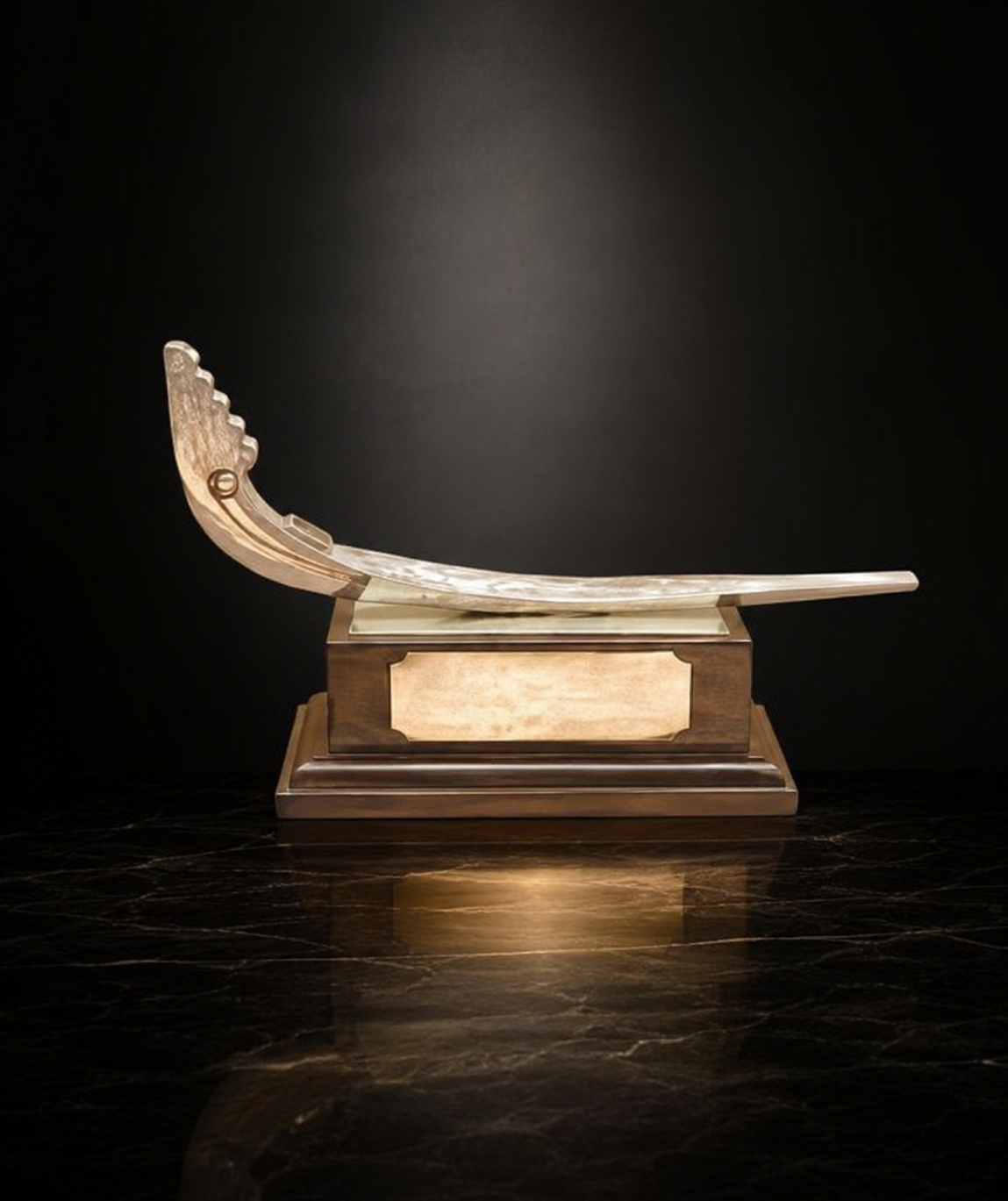 The Nehru Trophy — a silver snake boat mounted on a wooden plinth